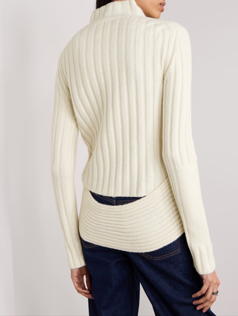 PROENZA SCHOULER Haven Ribbed Wool Blend Turtleneck Sweater In Bone L Org $1,090